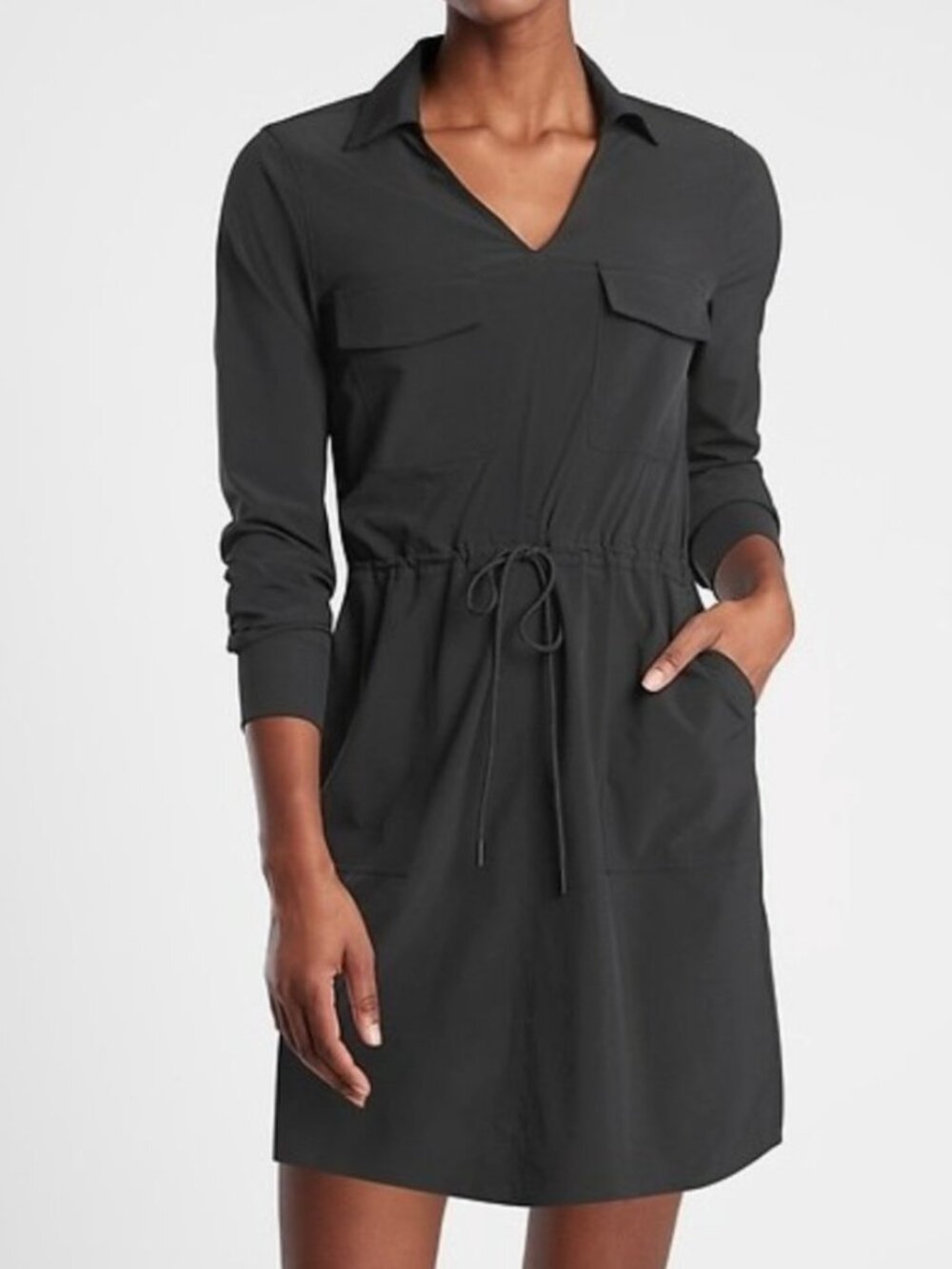 Athleta Zuma Shirt Dress Womens Black Size L $129